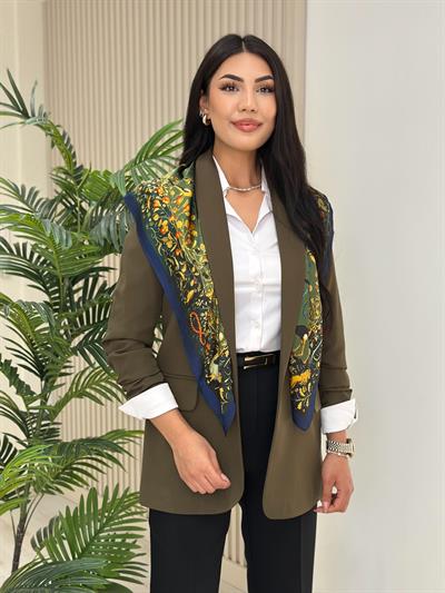 Kolu Büzgü Detaylı Blazer Haki Yeşil