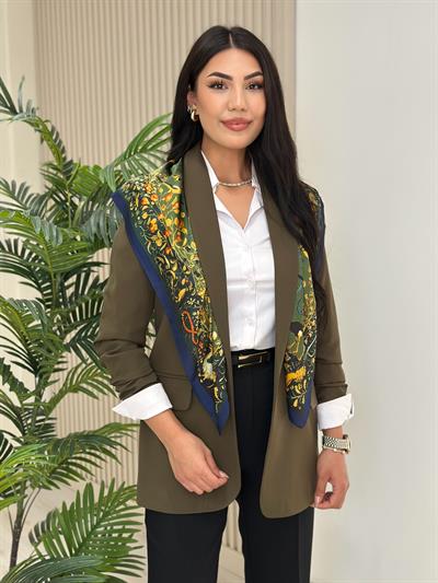 Kolu Büzgü Detaylı Blazer Haki Yeşil
