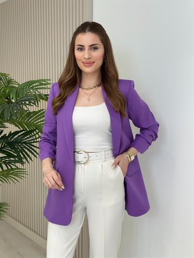 Kolu Büzgü Detaylı Blazer Leylak
