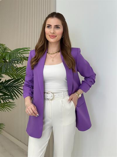 Kolu Büzgü Detaylı Blazer Leylak