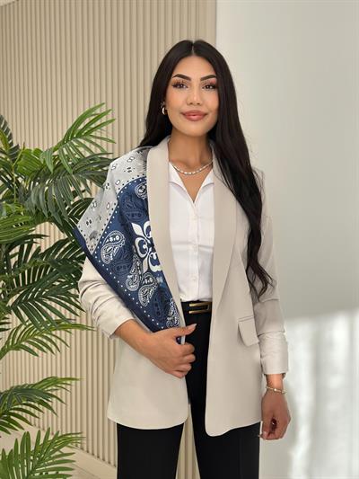 Kolu Büzgü Detaylı Blazer Platin