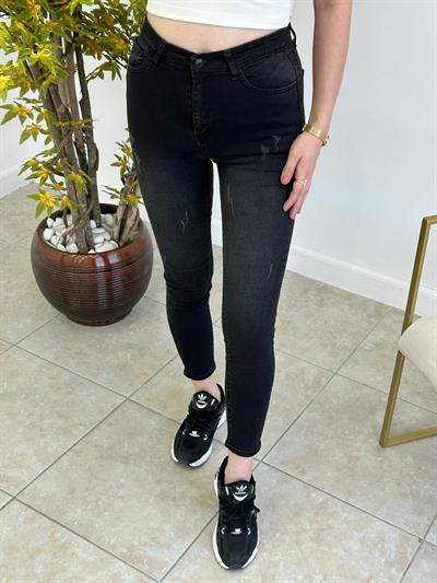 Koyu Füme Tırnaklı Şekillendirici Yüksek Bel Jean