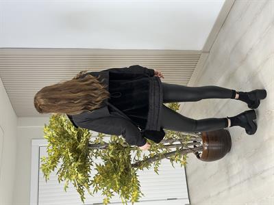 Kürklü Büzgülü Mont Siyah