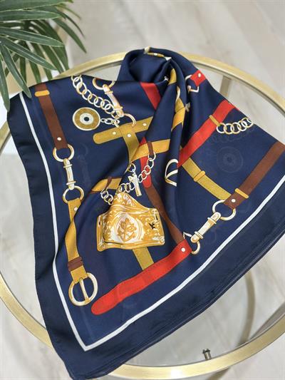 Lacivert Desenli Fular