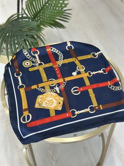 Lacivert Desenli Fular