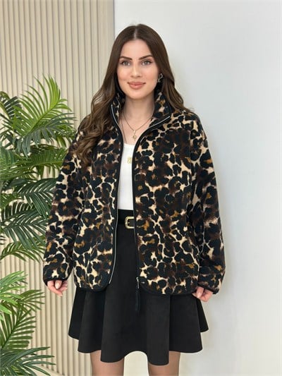Leopar Desenli Polar Sweatshirt