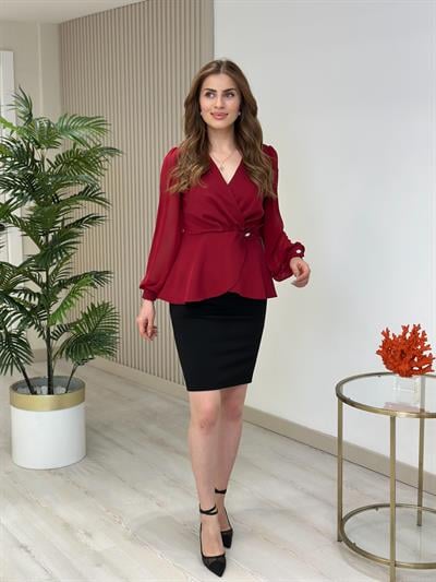 Likralı Çelik Kumaş Kalem Etek Siyah