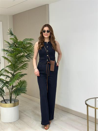 Likralı Jean Yelekli Takım 