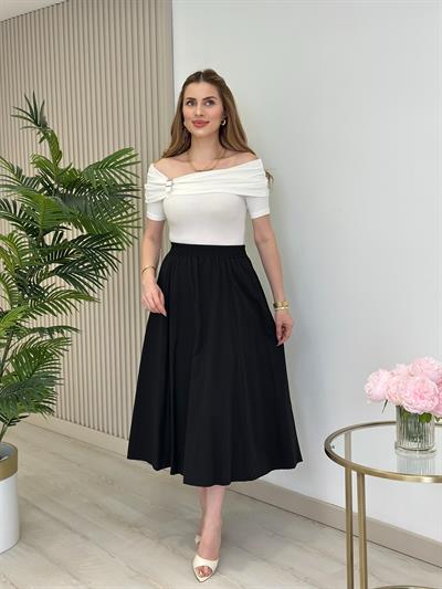 Madonna Yaka Modal Kumaş Tshirt Beyaz