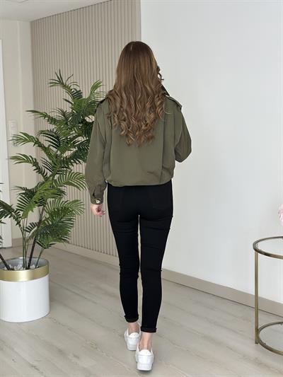 Marka Model Omuzdarı Apoletli Drapeli Trenç Haki Yeşil