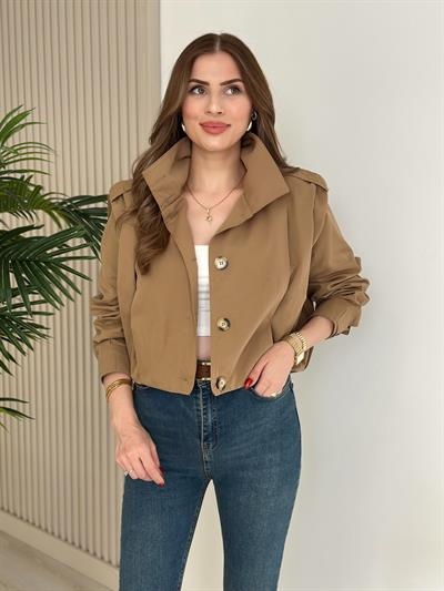 Marka Model Omuzdarı Apoletli Drapeli Trenç Camel