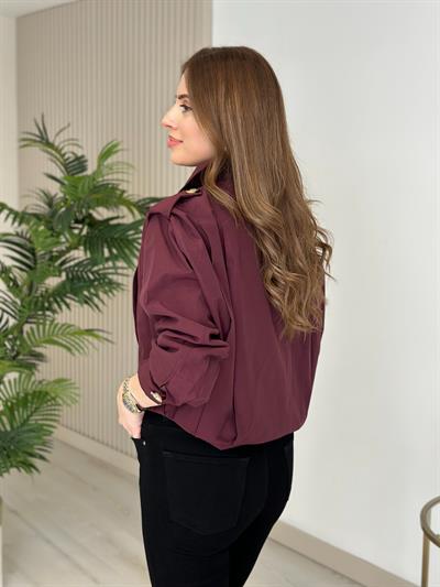 Marka Model Omuzdarı Apoletli Drapeli Trenç Bordo