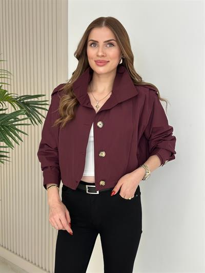 Marka Model Omuzdarı Apoletli Drapeli Trenç Bordo