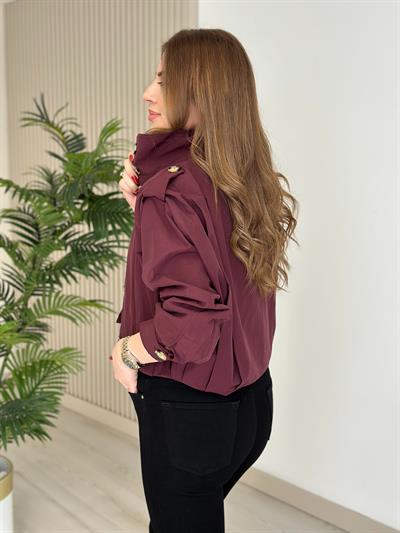 Marka Model Omuzdarı Apoletli Drapeli Trenç Bordo