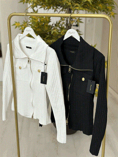 Massi Gold Fermuar Detaylı Triko Siyah