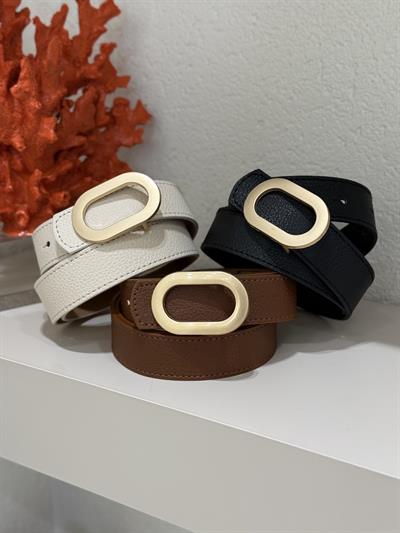 Mat Gold Tokalı Oval Kemer Siyah
