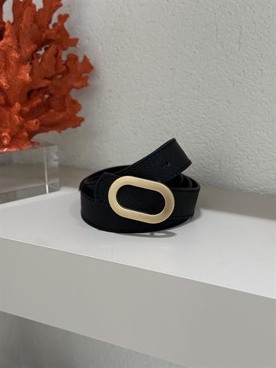 Mat Gold Tokalı Oval Kemer Siyah