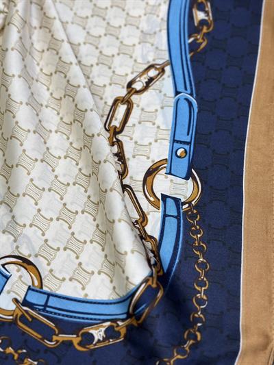 Mavi Zincir Desenli Fular