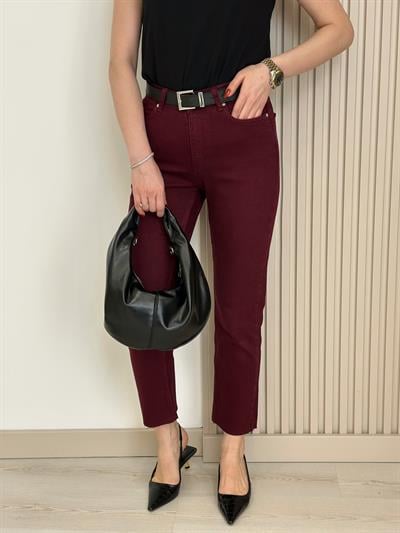 Melbourne Kesik Paça Mom Jean Bordo