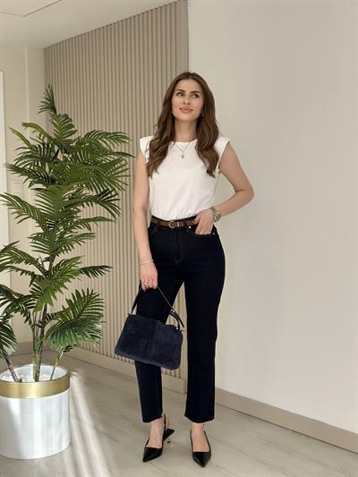 Melbourne Kesik Paça Mom Jean Lacivert 