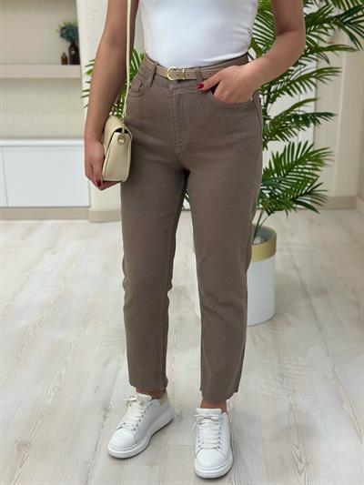 Melbourne Kesik Paça Mom Jean Vizon