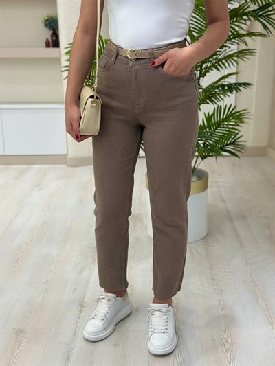 Melbourne Kesik Paça Mom Jean Vizon