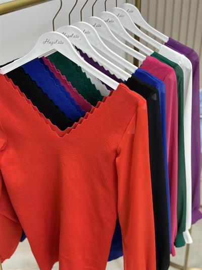 Merdiven Yaka Şifon Kol Özel Seri Elit Triko Mor