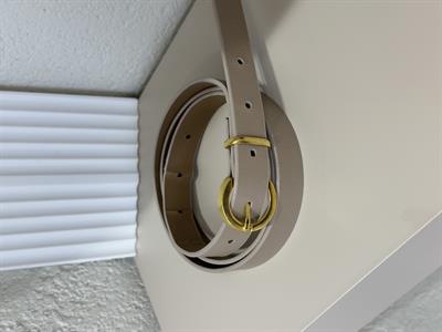 Mini Gold Tokalı Kemer Bej