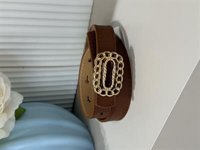Mini Zincir Tokalı Kemer Taba