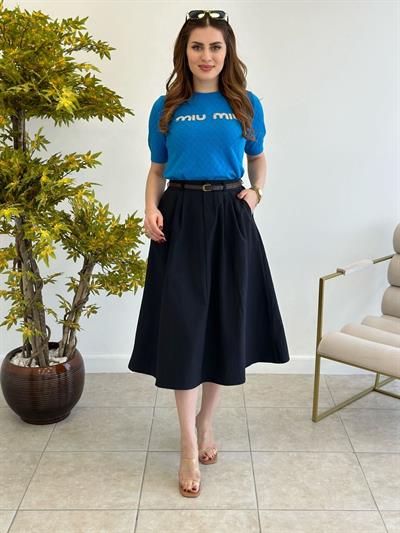 Miu İpek Dokulu Mevsimlik Merserize Koyu Mavi