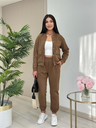 Modal Ceketli Takım Kahve