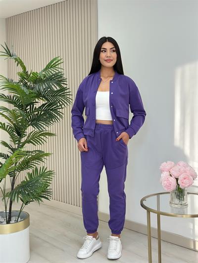 Modal Ceketli Takım Mor