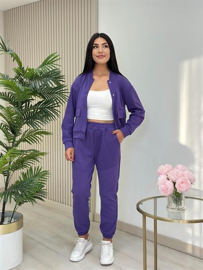 Modal Ceketli Takım Mor