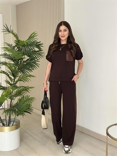 Modal Kumaş Likralı Takım Kahve