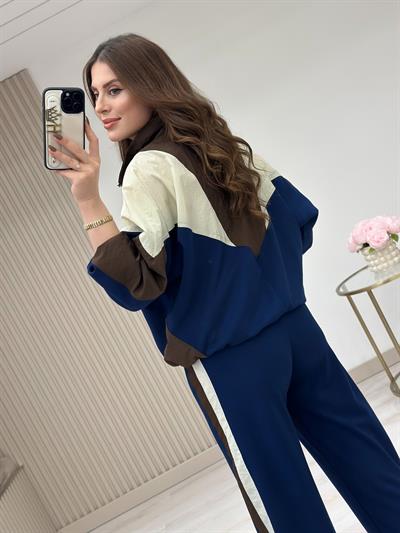 Modal Miksli Ceketli Takım Lacivert