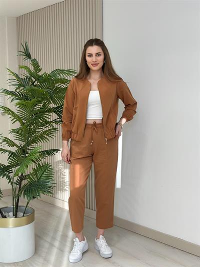 Muana Fermuarlı Tensel Kumaş Takım Kiremit