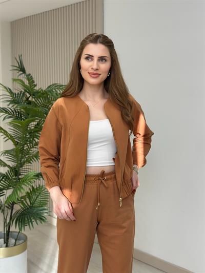 Muana Fermuarlı Tensel Kumaş Takım Kiremit