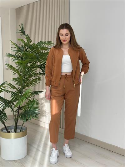 Muana Fermuarlı Tensel Kumaş Takım Kiremit