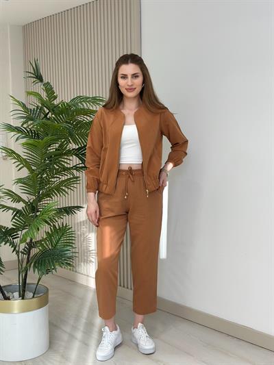 Muana Fermuarlı Tensel Kumaş Takım Kiremit