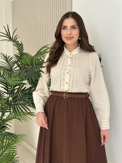 Organik Kumaş Fistolu Hakim Yaka Gömlek