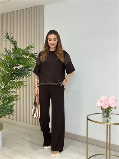 Orj. Marka Paraşüt Detaylı Modal Kumaş Takım Kahve