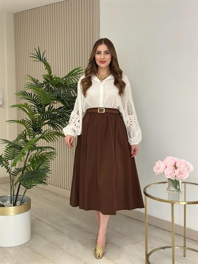 Orj. Marka Kolları Fistolu Rahat Kalıp Gömlek Beyaz