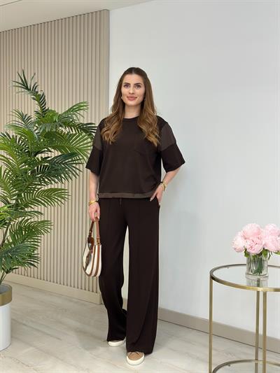 Orj. Marka Paraşüt Detaylı Modal Kumaş Takım Kahve