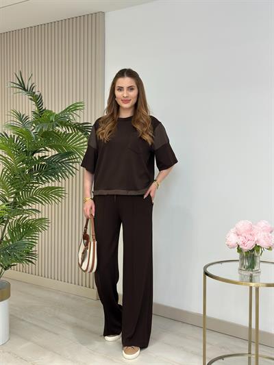 Orj. Marka Paraşüt Detaylı Modal Kumaş Takım Kahve