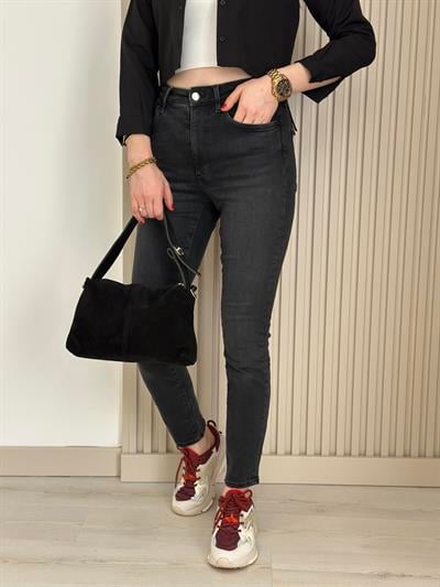 Orj. Marka Füme Ultra Yüksek Bel Likralı Jean