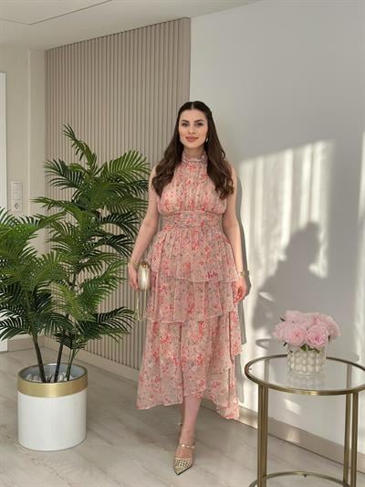 Orj. Marka Kat Kat Şifon Çiçekli Elbise