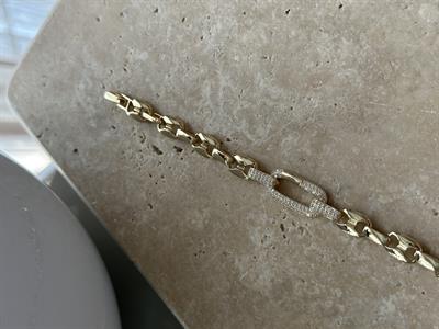 Ortası Tek Dikdörtgen Taşlı Bileklik Gold