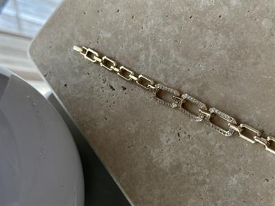 Ortası Üç Dikdörtgen Taşlı Bileklik Gold