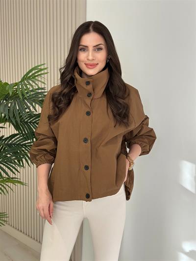 Oversıze Cepli Rüzgarlık Kahve 