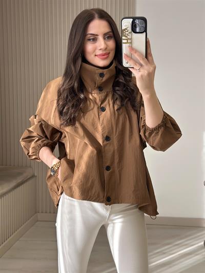 Oversıze Cepli Rüzgarlık Kahve 